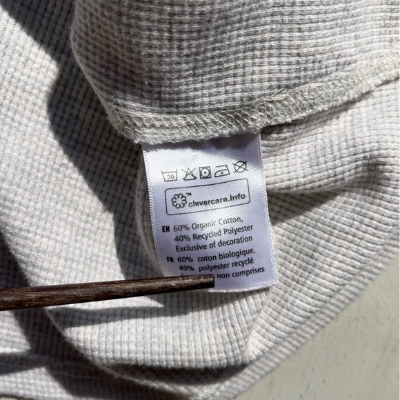 Women's TenTree Hoodie Gray Logo L Waffle-Knit Camp Hike Outdoor Climb STAINED - Picture 9 of 14